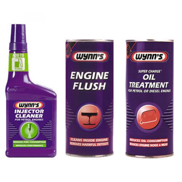 WYNNS 3 PACK PETROL INJECTOR CLEANER + ENGINE FLUSH ADDITIVE + OIL TREATMENT #1 image